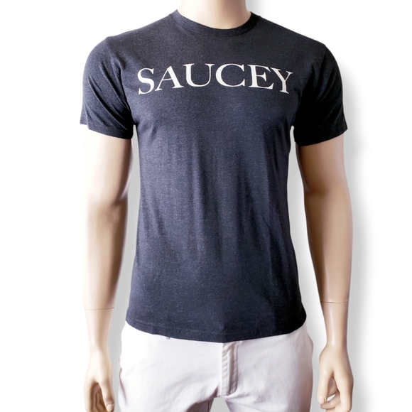 Charcoal Gray "Saucey" Print T-Shirt - Picture 8 of 8